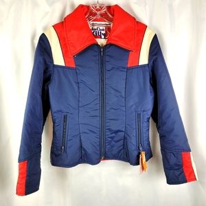 Jean Claude Killy Vintage Navy Red Poly Filled Ski Jacket Size Medium